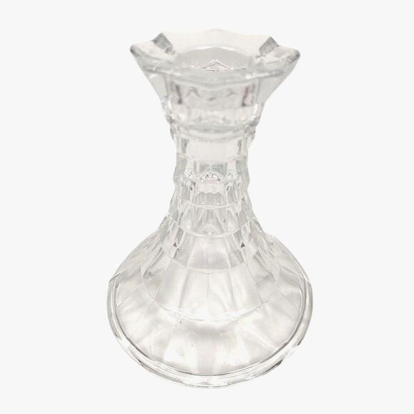 Vintage HOMCO USA Clear Crystal Glass Candle Holder Candlestick Lady Love 4" - Picture 1 of 5
